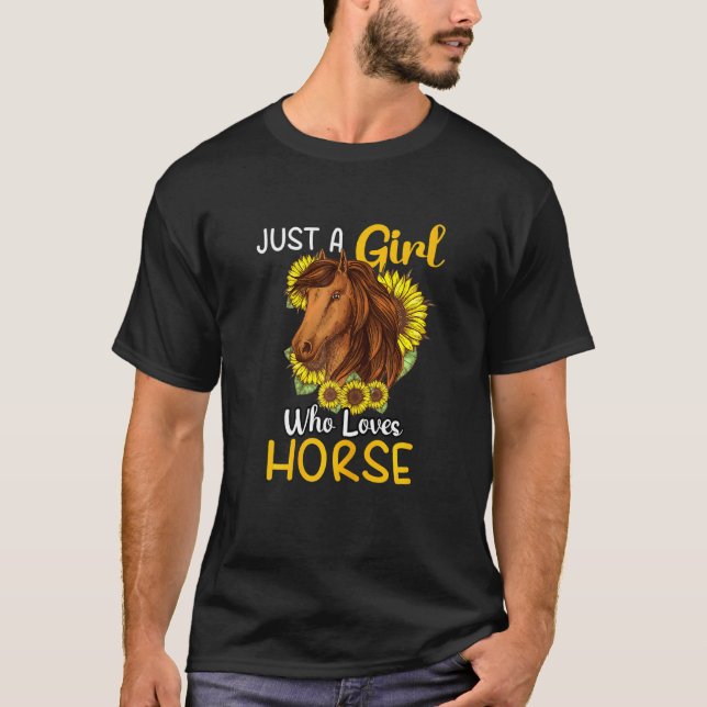 Bara en flicka som Kärlek Horses Solros Ridin T Shirt (Framsida)