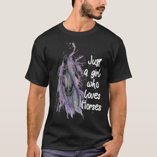 Bara en flicka som Kärlek Horses T Shirt (Framsida)