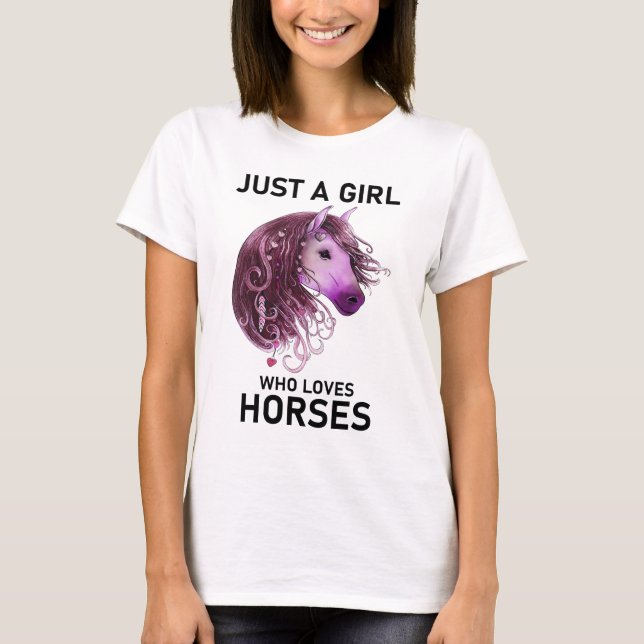 Bara en flicka som Kärlek Horses T Shirt (Framsida)