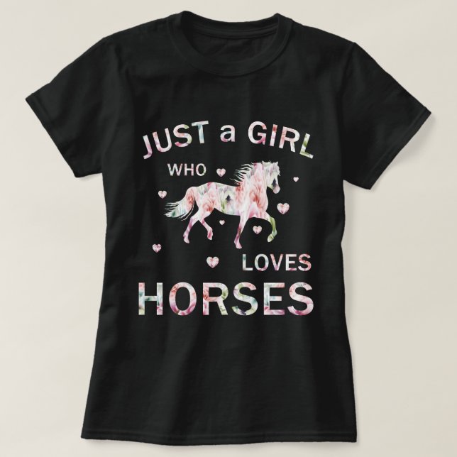 Bara en flicka som Kärlek Horses T Shirt (Design framsida)