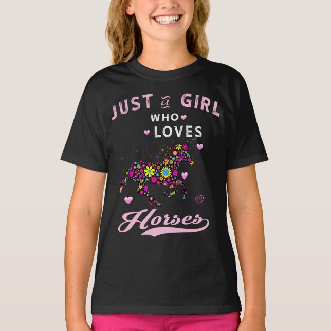 Bara en flicka som Kärlek Horses T Shirt Horse Wom (Framsida)