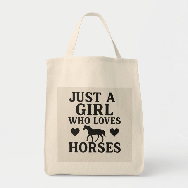Bara en flicka som Kärlek Horses Tote Bag - Equest Tygkasse (Framsidan)