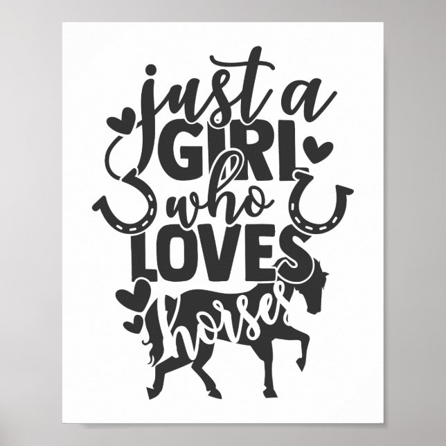 Bara en flicka som Kärlek Horses Typography Poster (Framsidan)
