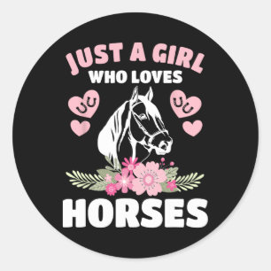 Bara en flicka som Kärlek Horses Wome Runt Klistermärke