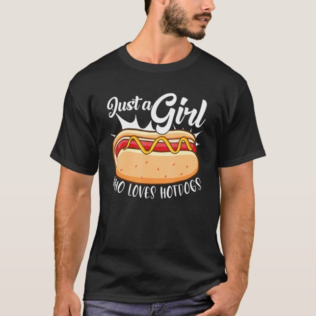 Bara en flicka som Kärlek Hotdog T Shirt (Framsida)