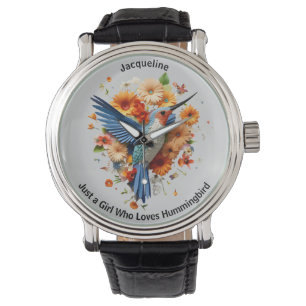 Bara en flicka som Kärlek Hummingbird personaliser Armbandsur