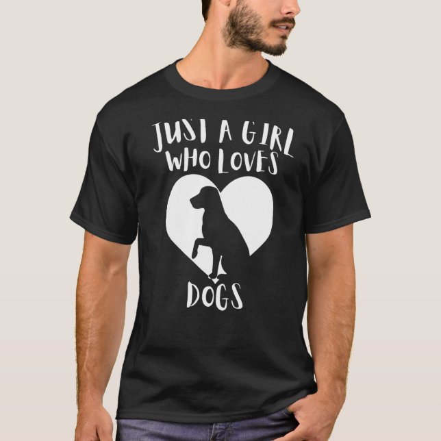 Bara en flicka som Kärlek Hundar Black Hund Cute W T Shirt (Framsida)