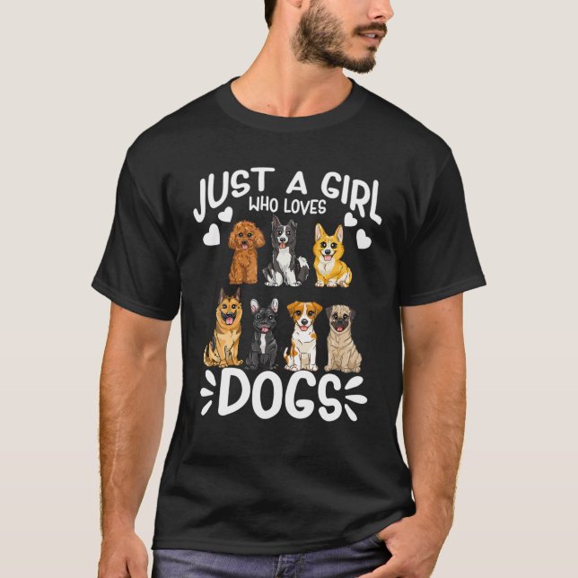 Bara en flicka som Kärlek Hundar Cute Funny Puppie T Shirt (Framsida)