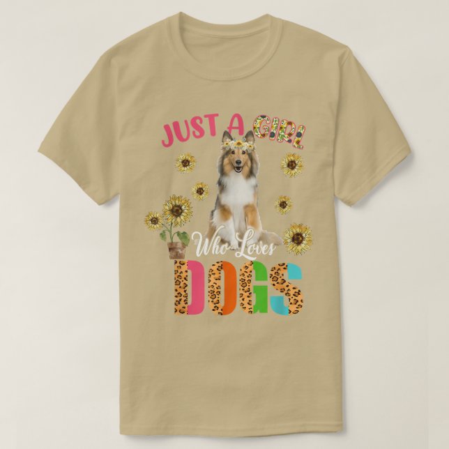 Bara en flicka som Kärlek Hundar Cute Sunblommor H T Shirt (Design framsida)
