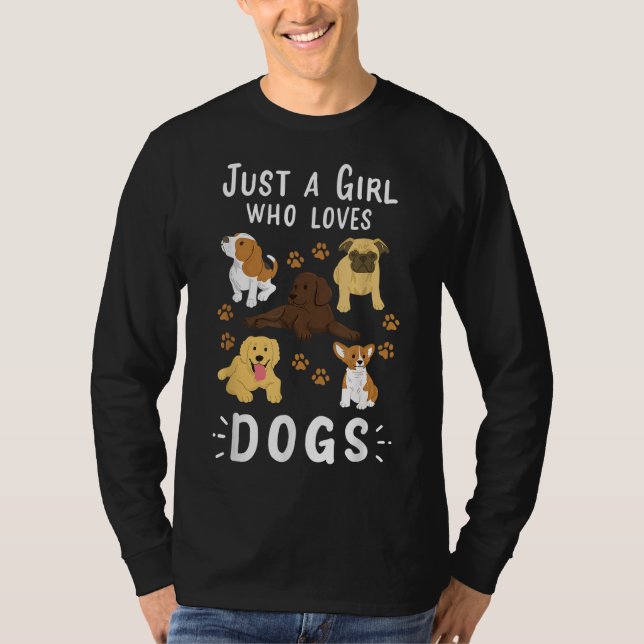 Bara en flicka som Kärlek Hundar Hund älskare Gift T Shirt (Framsida)