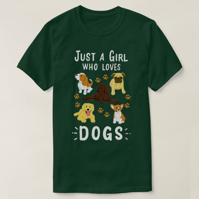 Bara en flicka som Kärlek Hundar Hund älskare Gift T Shirt (Design framsida)