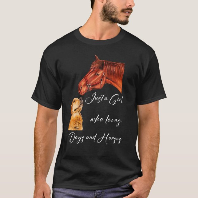Bara en flicka som kärlek hundar och hästar t shirt (Framsida)