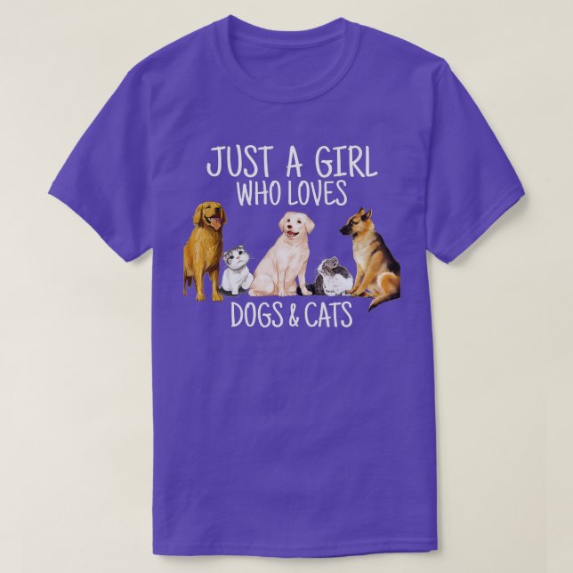 Bara en flicka som Kärlek Hundar och katter som ge T Shirt (Design framsida)