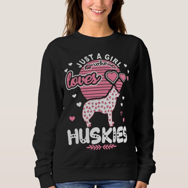 Bara en flicka som Kärlek Huskies Funny Siberian H T Shirt (Framsida)