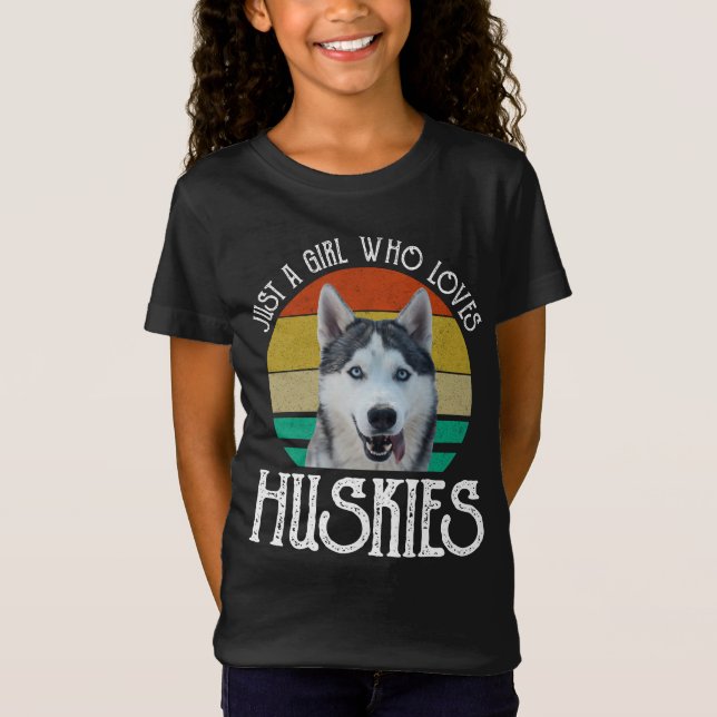 Bara en flicka som Kärlek Huskies T Shirt (Framsida)