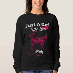 Bara en flicka som Kärlek Husky Husky Heart Kärlek T Shirt