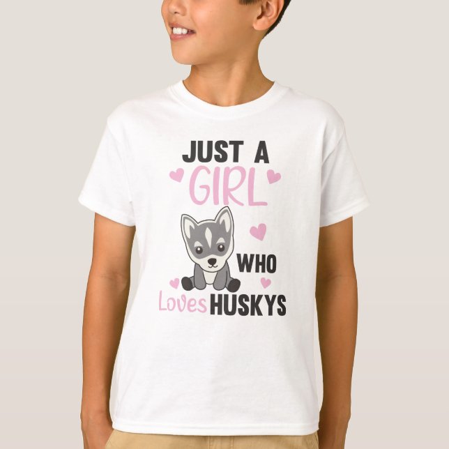 Bara en flicka som Kärlek Husky's Kawaii Hund Husk T Shirt (Framsida)