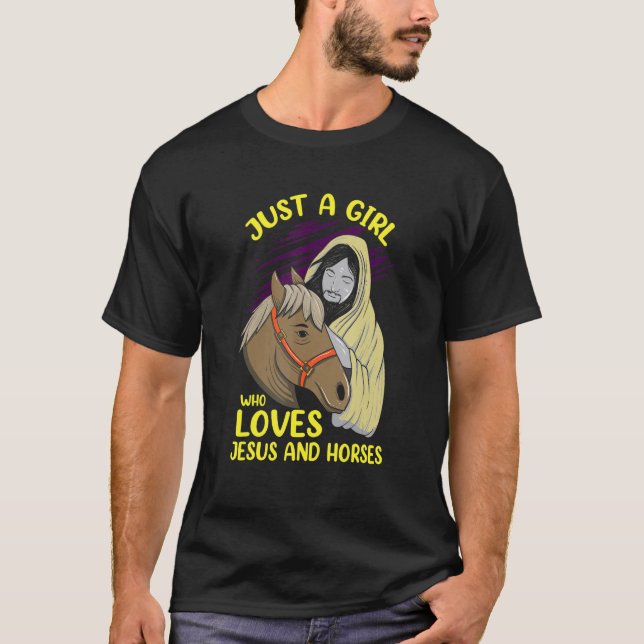 Bara en flicka som Kärlek Jeses and Horses Ridi T Shirt (Framsida)