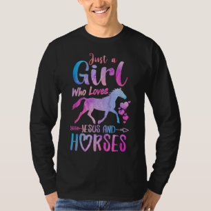 Bara en flicka som Kärlek Jesus Horses Riding Hors T Shirt