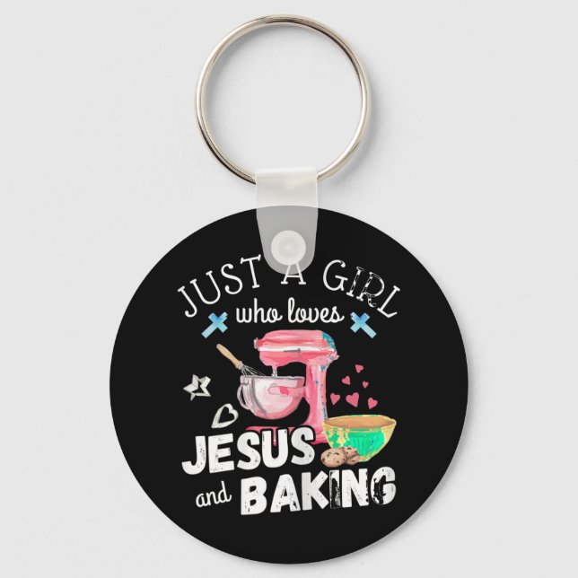 Bara en flicka som Kärlek Jesus och Baking - Lusny Nyckelring (Framsida)