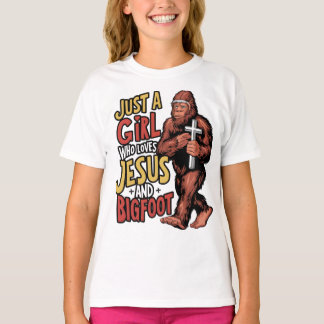 Bara en flicka som Kärlek Jesus och Bigfoot Sasqua T Shirt