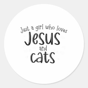 Bara en flicka som Kärlek Jesus och Cats Christian Runt Klistermärke