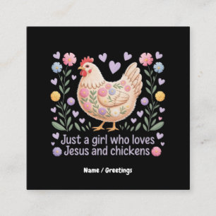 Bara en flicka som Kärlek Jesus och Chickens Fyrkantigt Visitkort