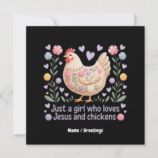 Bara en flicka som Kärlek Jesus och Chickens Inbjudningar (Framsida)