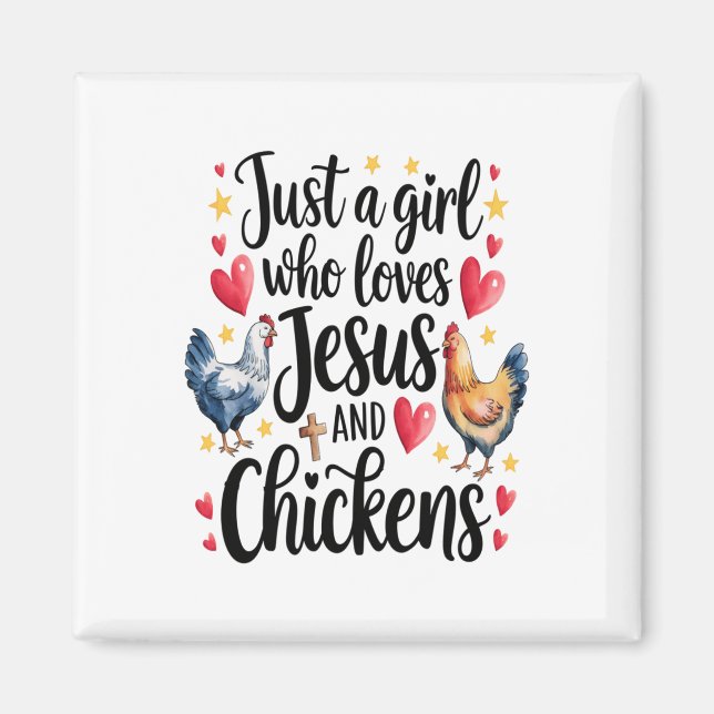 Bara en flicka som Kärlek Jesus och Chickens lantb Magnet (Framsidan)