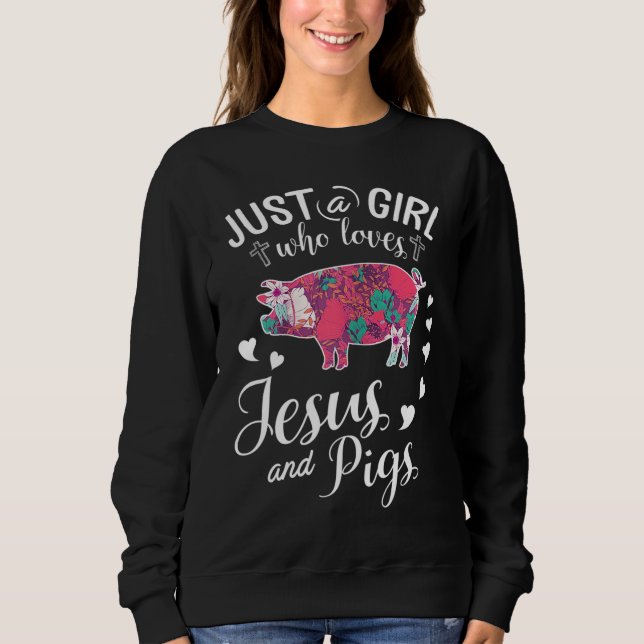 Bara en flicka som Kärlek Jesus och Grisar jordbru T Shirt (Framsida)