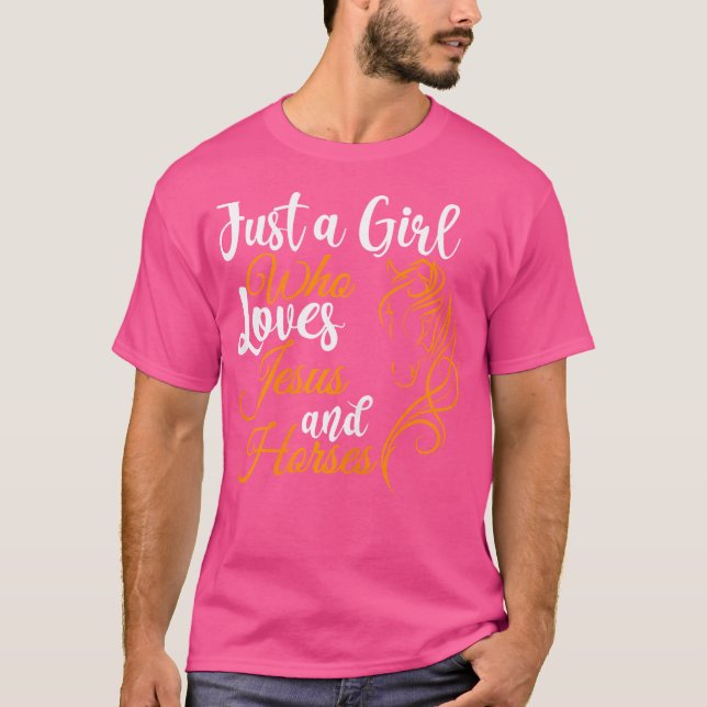 Bara en flicka som Kärlek Jesus och hästar Christi T Shirt (Framsida)