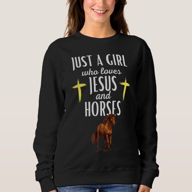 Bara en flicka som Kärlek Jesus och hästar Cute Kr T Shirt (Framsida)