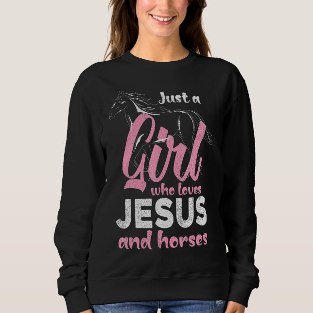 Bara en flicka som Kärlek Jesus och hästar Women H T Shirt (Framsida)