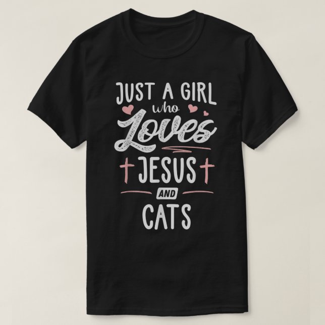 Bara en flicka som Kärlek Jesus och Katt Kvinnor T Shirt (Design framsida)