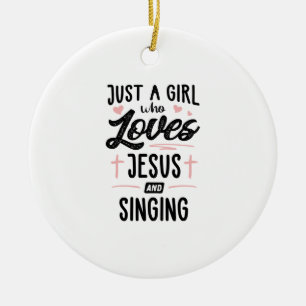 Bara en flicka som Kärlek Jesus och singel-giriga Julgransprydnad Keramik