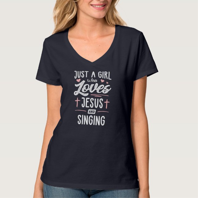Bara en flicka som Kärlek Jesus och singel-giriga  T Shirt (Framsida)