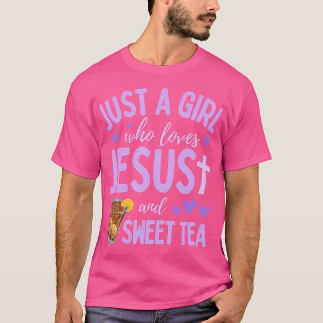 Bara en flicka som Kärlek Jesus och Sweet Tea Chri T Shirt (Framsida)