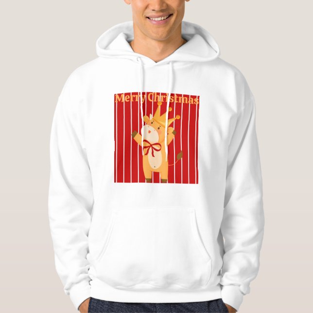 Bara en flicka som Kärlek jul, Cute Cow Julafton Hoodie (Framsida)