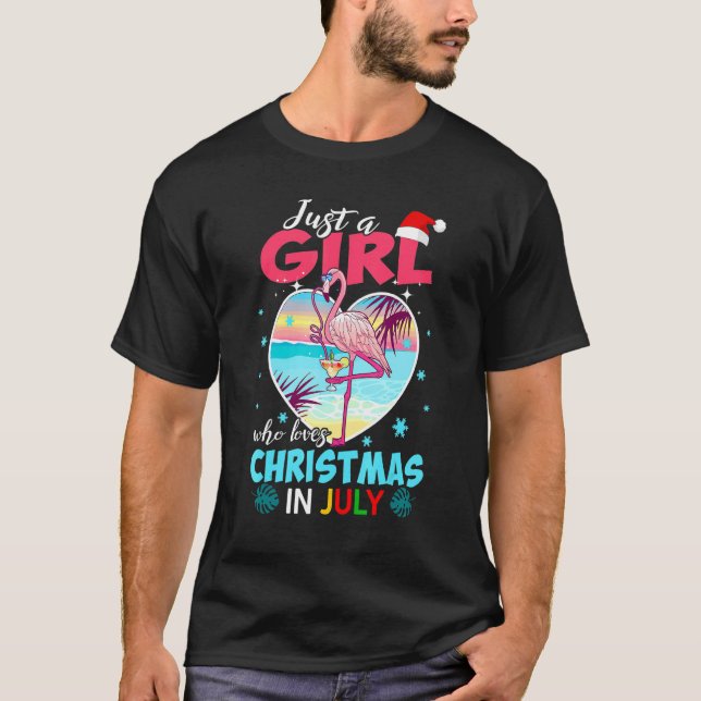 Bara en flicka som Kärlek jul i juli Flamingo S T Shirt (Framsida)