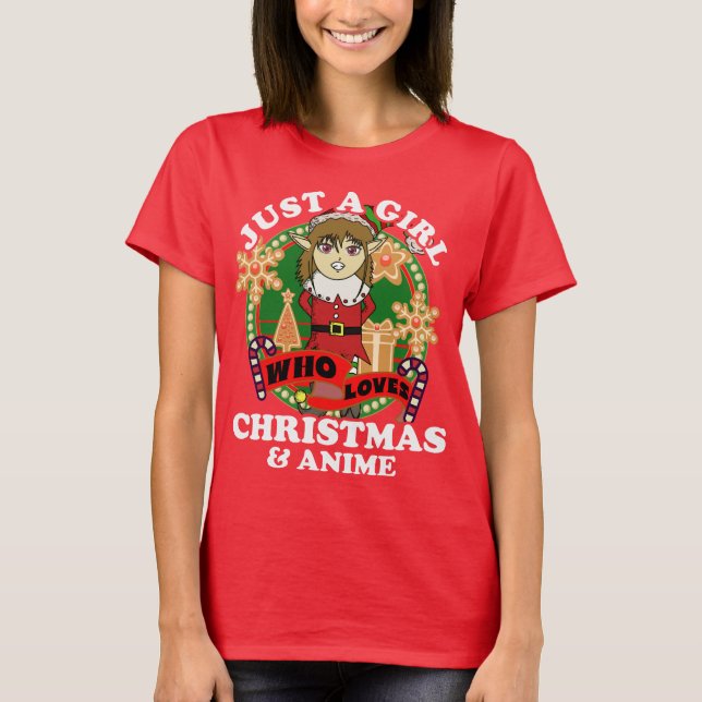 Bara en flicka som Kärlek jul och Anime Elf T Shirt (Framsida)