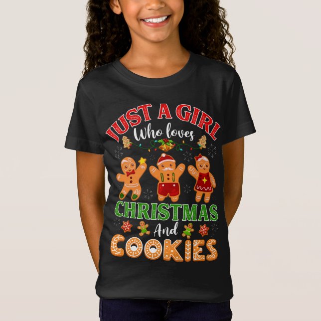 Bara en flicka som Kärlek jul och Cookies Ginger T Shirt (Framsida)