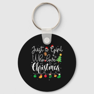 Bara en flicka som Kärlek Julgran Red Santa Hat Nyckelring