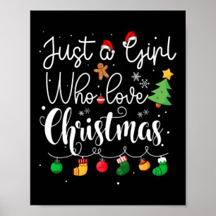 Bara en flicka som Kärlek Julgran Red Santa Hat Poster