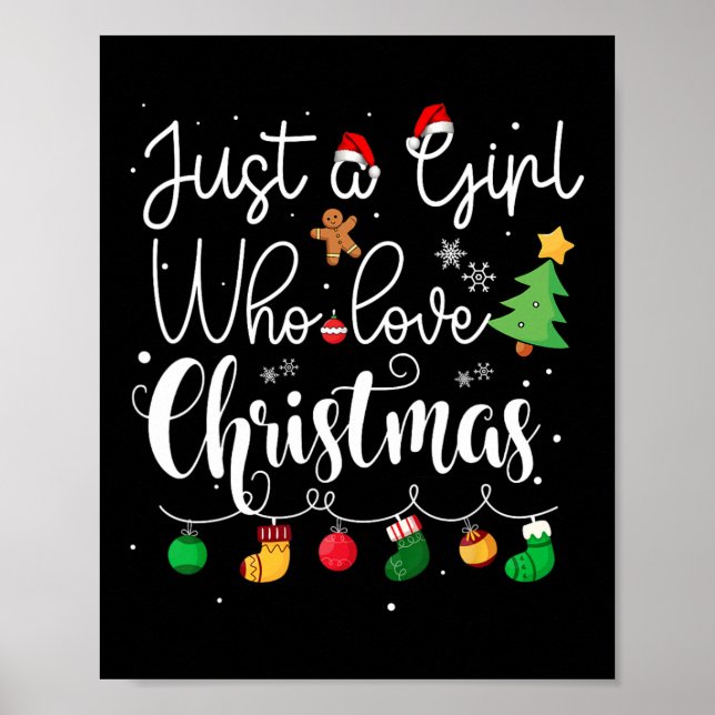 Bara en flicka som Kärlek Julgran Red Santa Hat Poster (Framsidan)