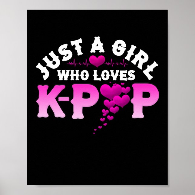 Bara en flicka som Kärlek K-Pop Finger Heart KPop Poster (Framsidan)
