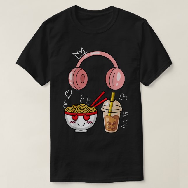 Bara en flicka som Kärlek K-pop Ramen Boba Bubble  T Shirt (Design framsida)
