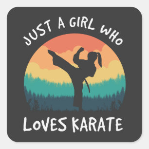 Bara en flicka som Kärlek Karate - Retro Karate Gi Fyrkantigt Klistermärke