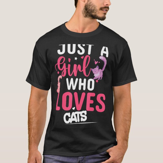 Bara en flicka som Kärlek katt katt katt katt katt T Shirt (Framsida)