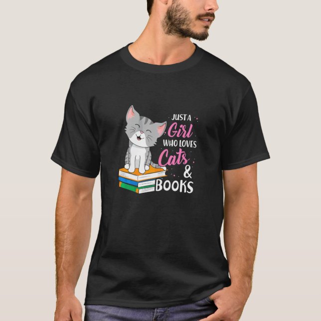 Bara en flicka som Kärlek katt och Bokar i Bok T Shirt (Framsida)