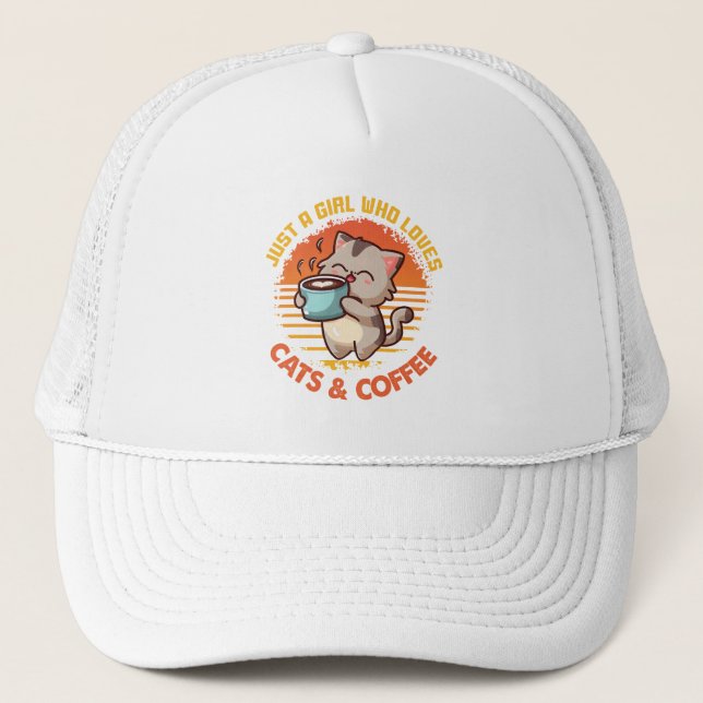 Bara en flicka som Kärlek Katt och kaffe Keps (Framsida)
